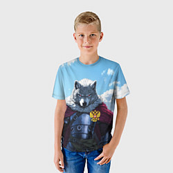 Футболка детская Волк русский защитник, цвет: 3D-принт — фото 2