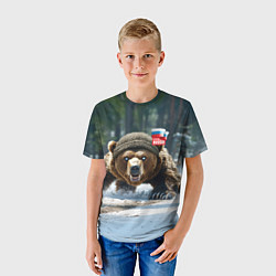 Футболка детская Медведь страж границ, цвет: 3D-принт — фото 2