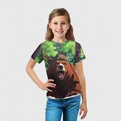 Футболка детская Русский медведь патриот, цвет: 3D-принт — фото 2