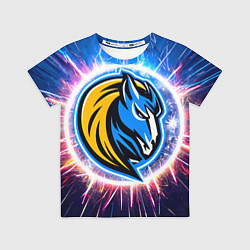 Футболка детская Даллас Маверикс логотип в искрах, цвет: 3D-принт