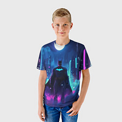 Футболка детская Бэтмен неоновый город, цвет: 3D-принт — фото 2