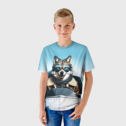 Футболка детская Волк авиатор, цвет: 3D-принт — фото 2
