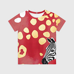 Футболка детская Зебра на красном фоне, цвет: 3D-принт