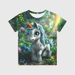 Футболка детская Единорожка в зеленом лесу, цвет: 3D-принт