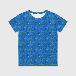 Футболка детская Этнический синий деревенский абстрактный узор, цвет: 3D-принт