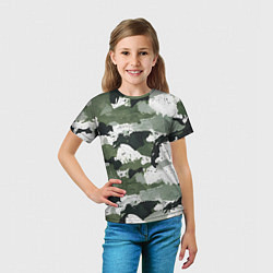Футболка детская Зеленый фактурный камуфляж, цвет: 3D-принт — фото 2