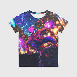 Футболка детская Человек-паук и фиолетовый свет, цвет: 3D-принт
