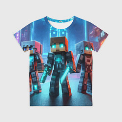 Футболка детская Minecraft - ai art neon glow, цвет: 3D-принт