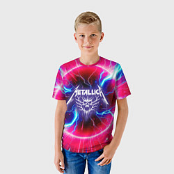 Футболка детская Metallica - neon glow, цвет: 3D-принт — фото 2