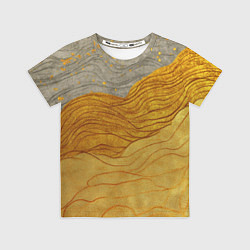 Футболка детская Золотые волны на сером текстура, цвет: 3D-принт