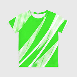 Футболка детская Яблочный зелёный абстракция с полосами, цвет: 3D-принт