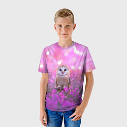 Футболка детская Сова на блестящем фоне, цвет: 3D-принт — фото 2