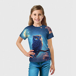 Футболка детская Сова на фоне ночного неба, цвет: 3D-принт — фото 2
