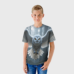 Футболка детская Белая сова в лесу, цвет: 3D-принт — фото 2