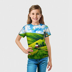 Футболка детская Русская деревенька, цвет: 3D-принт — фото 2