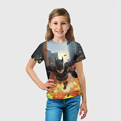 Футболка детская Бэтмен в полете над огнем, цвет: 3D-принт — фото 2