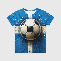Футболка детская Футбольный мяч на синем, цвет: 3D-принт