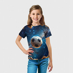 Футболка детская Футбольный мяч в космосе, цвет: 3D-принт — фото 2