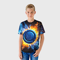 Футболка детская Шайба в синем пламени, цвет: 3D-принт — фото 2