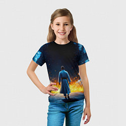 Футболка детская Айкидоист в огне и синий дым, цвет: 3D-принт — фото 2