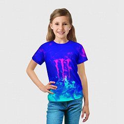 Футболка детская Monster energy дым неоновый, цвет: 3D-принт — фото 2