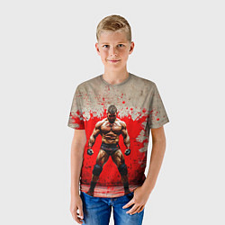 Футболка детская Реслер на красном, цвет: 3D-принт — фото 2