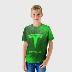 Футболка детская Tesla - green gradient, цвет: 3D-принт — фото 2