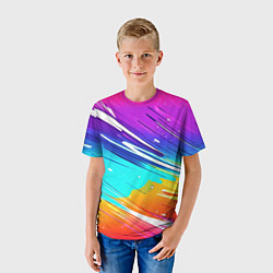 Футболка детская Радужные брызги краски текстура, цвет: 3D-принт — фото 2