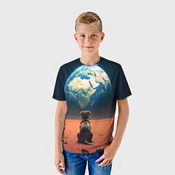 Футболка детская Собачка и планета, цвет: 3D-принт — фото 2