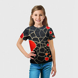 Футболка детская Красная абстракция на черном лаке, цвет: 3D-принт — фото 2
