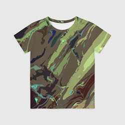 Футболка детская Абстракция тон хаки, цвет: 3D-принт