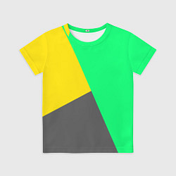 Футболка детская Жёлто-серо-зелёный трёхцветный, цвет: 3D-принт