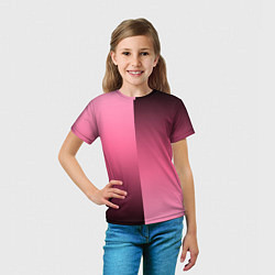 Футболка детская Розовый с затемнением градиент пополам, цвет: 3D-принт — фото 2