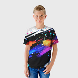 Футболка детская Разноцветные блестящие кляксы - текстура, цвет: 3D-принт — фото 2