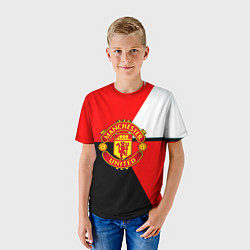 Футболка детская Манчестер юнайтед геометрия линии, цвет: 3D-принт — фото 2