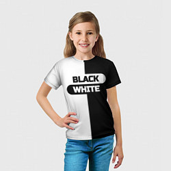 Футболка детская Black white пополам, цвет: 3D-принт — фото 2