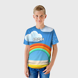 Футболка детская Inzoi объемная радуга и облака, цвет: 3D-принт — фото 2