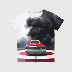 Футболка детская Камень для кёрлинга в черном дыму, цвет: 3D-принт