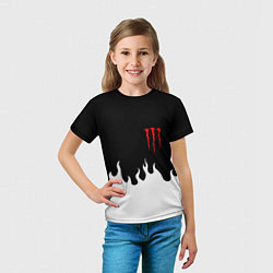 Футболка детская Monster energy red logo, цвет: 3D-принт — фото 2