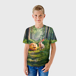 Футболка детская Колобок и заяц в лесу, цвет: 3D-принт — фото 2