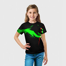 Футболка детская Color black green red, цвет: 3D-принт — фото 2
