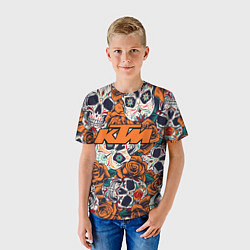 Футболка детская Оранжевые черепа КТМ, цвет: 3D-принт — фото 2
