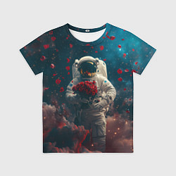 Футболка детская Космонавт с букетом роз, цвет: 3D-принт