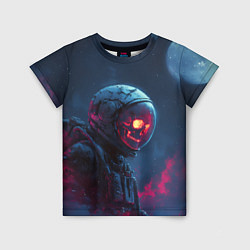 Футболка детская Скелет космонавта под луной, цвет: 3D-принт