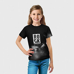 Футболка детская Рок н ролл дым, цвет: 3D-принт — фото 2