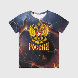 Футболка детская Золотой герб России и текстура с плитами, цвет: 3D-принт