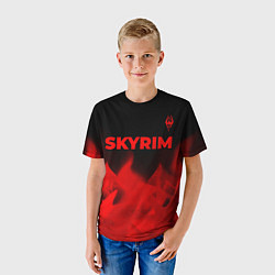 Футболка детская Skyrim - red gradient посередине, цвет: 3D-принт — фото 2
