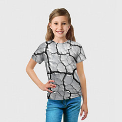 Футболка детская Серая растрескавшаяся глина, цвет: 3D-принт — фото 2