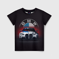 Футболка детская BMW на красном фоне, цвет: 3D-принт