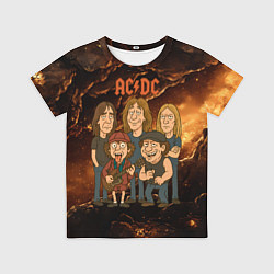 Футболка детская ACDC карикатурный стиль, цвет: 3D-принт